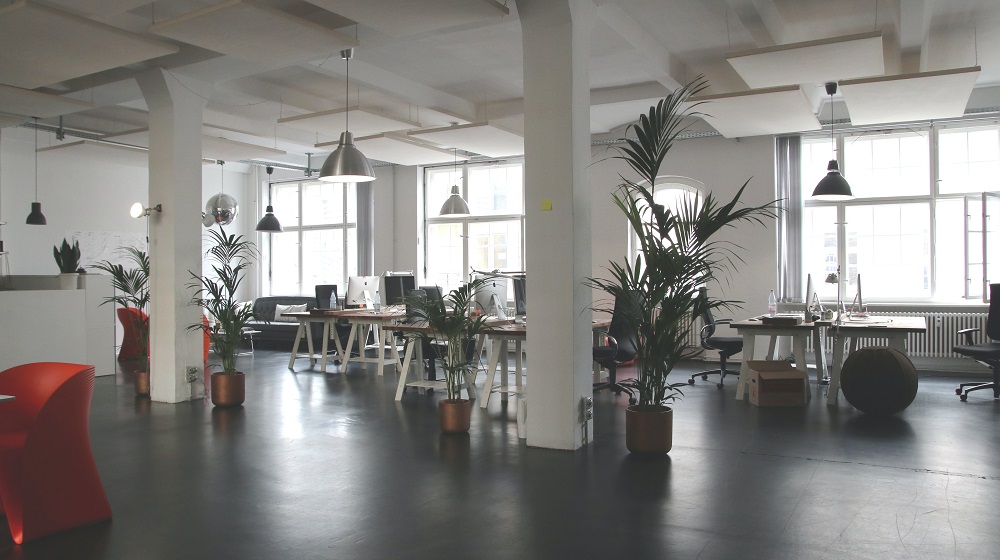 Empty Open Concept Office Before Transitioning Back To Work