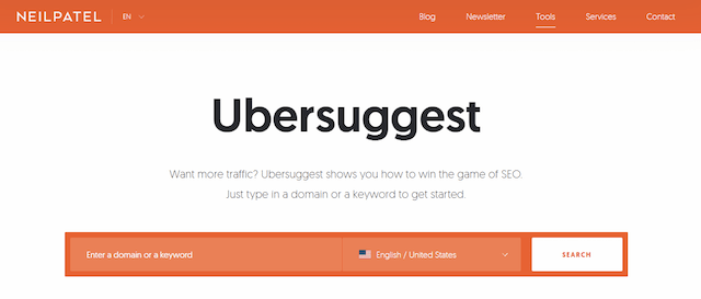 Ubersuggest Homepage