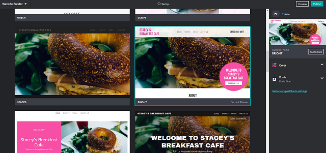 Viewing Theme Options GoDaddy Websites + Marketing for Restaurant Website