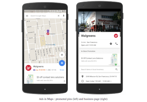 Walgreens PPC Ad in Maps