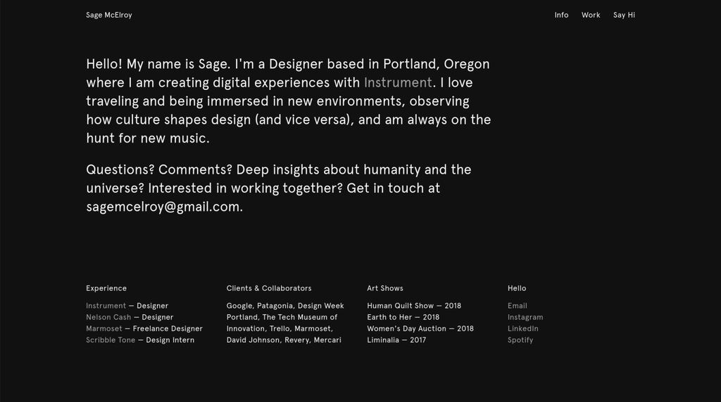 The web design portfolio of Sage McElroy