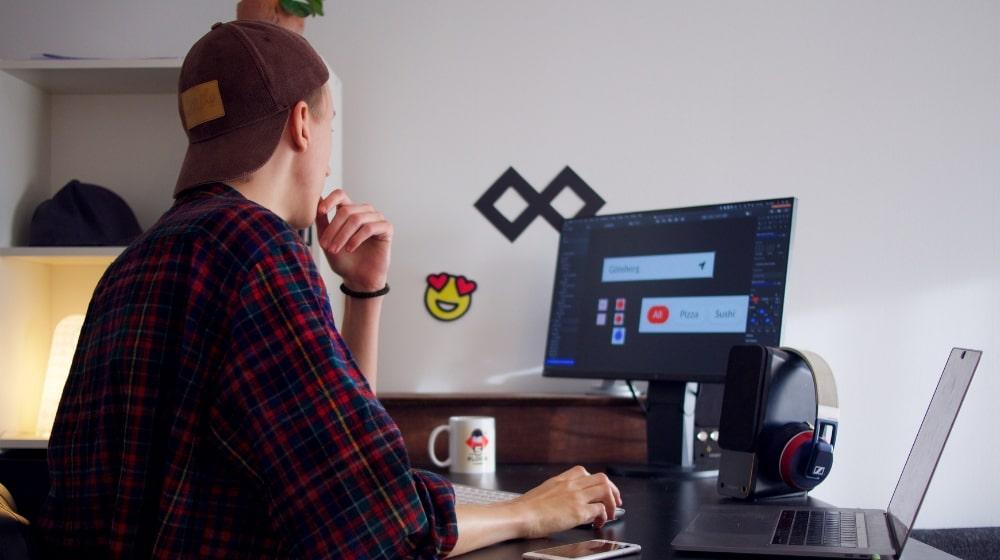 Web Design Process Man At Computer