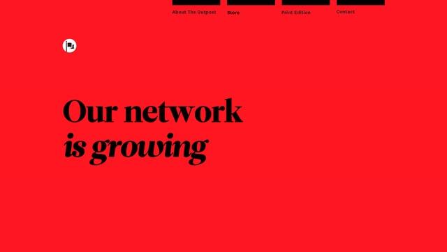 The Outpost's 2016 site showed off the power of typography in web design.