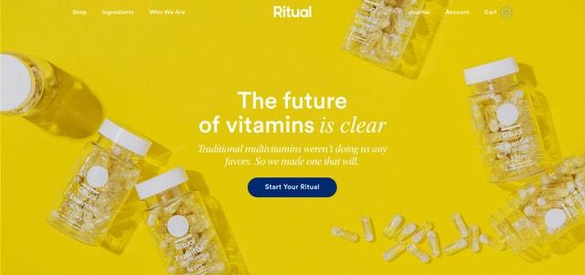 Vitamin company Ritual used pill bottles as a central design element.