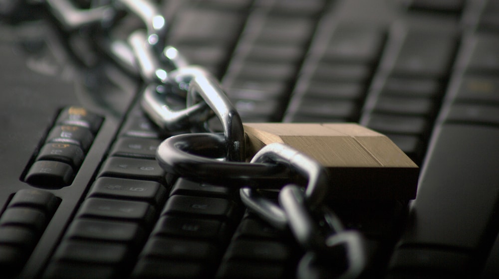 Chain and Lock on Laptop