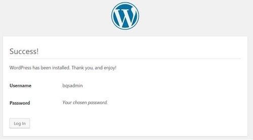 WordPress Cpanel Installation Success