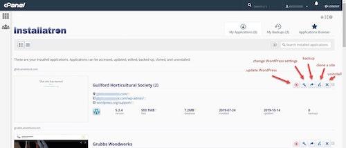 WordPress Cpanel Installatron Settings