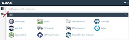 WordPress Cpanel Search Bar