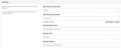 WordPress Cpanel Settings