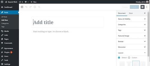 WordPress Dashboard New Post