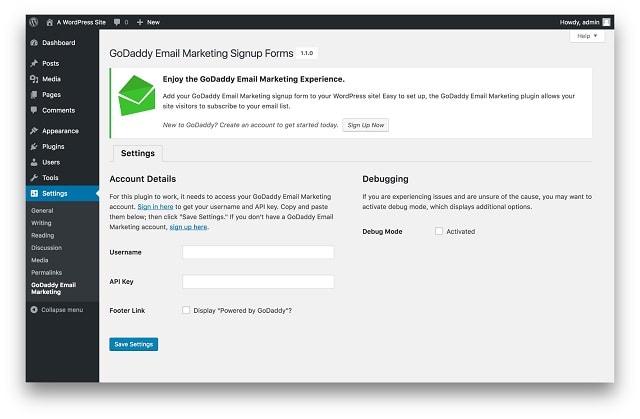 WordPress Plugins Email Subscription GoDaddy Email Marketing