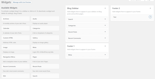 WordPress Widgets Areas
