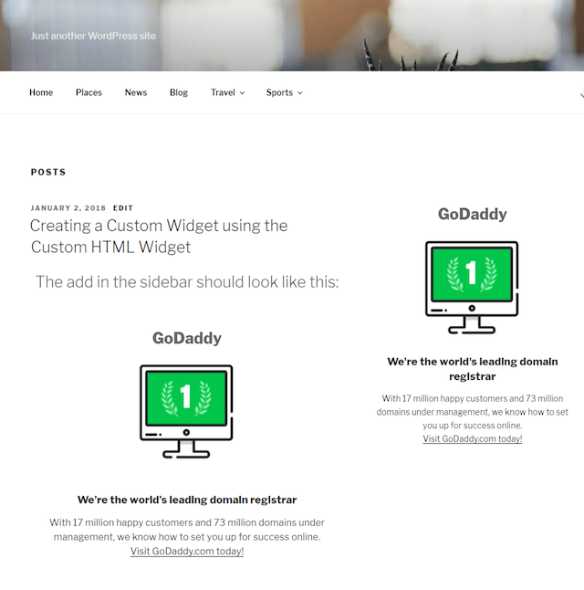 WordPress Widgets Custom HTML Example
