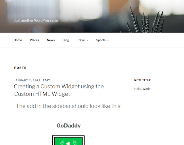 WordPress Widgets Sidebar Example