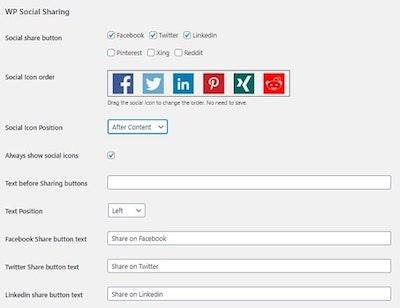 WP Social Sharing Icon Order